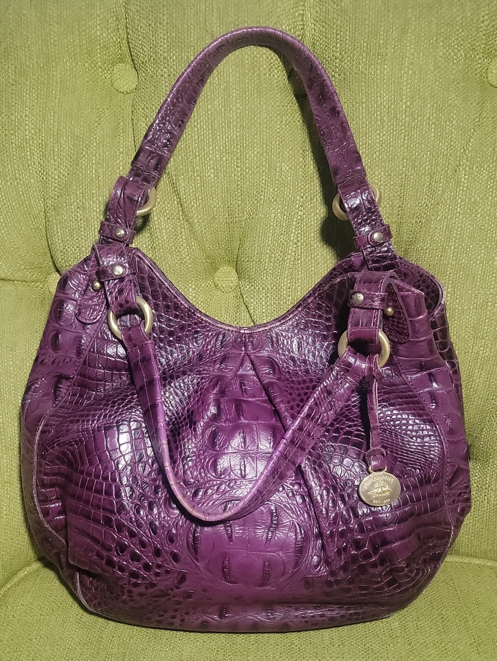 Brahmin Women's Purple Croc-Embossed Shoulder Bag